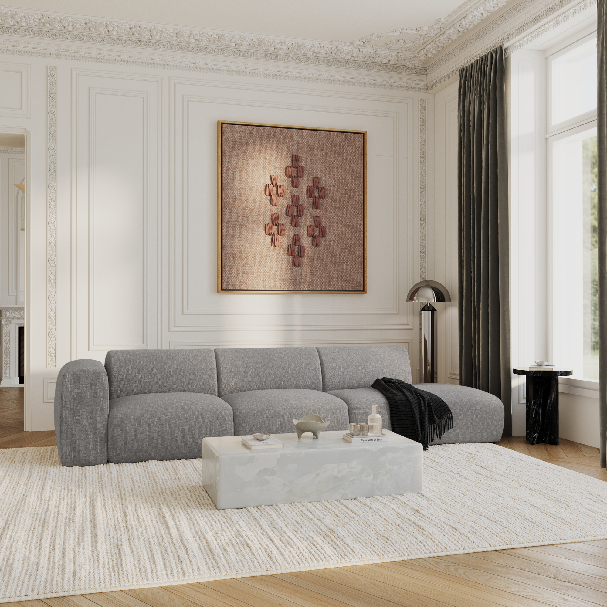 Sia Home Myra canapé droit beige 5 places confortable