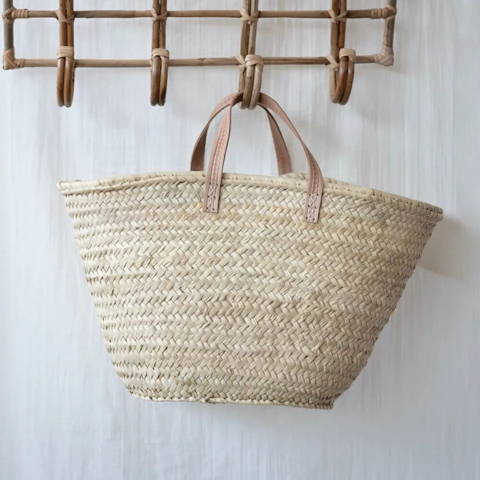 Flowrette Décoration panier osier Témara anses cuir
