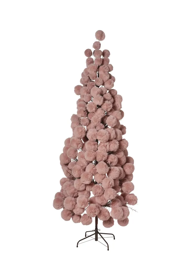 Feuillazur Rungis sapin boule peluche rose 150cm