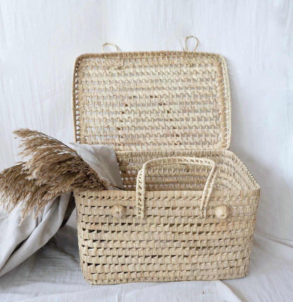 Flowrette Malle artisanale palme panier petite malle