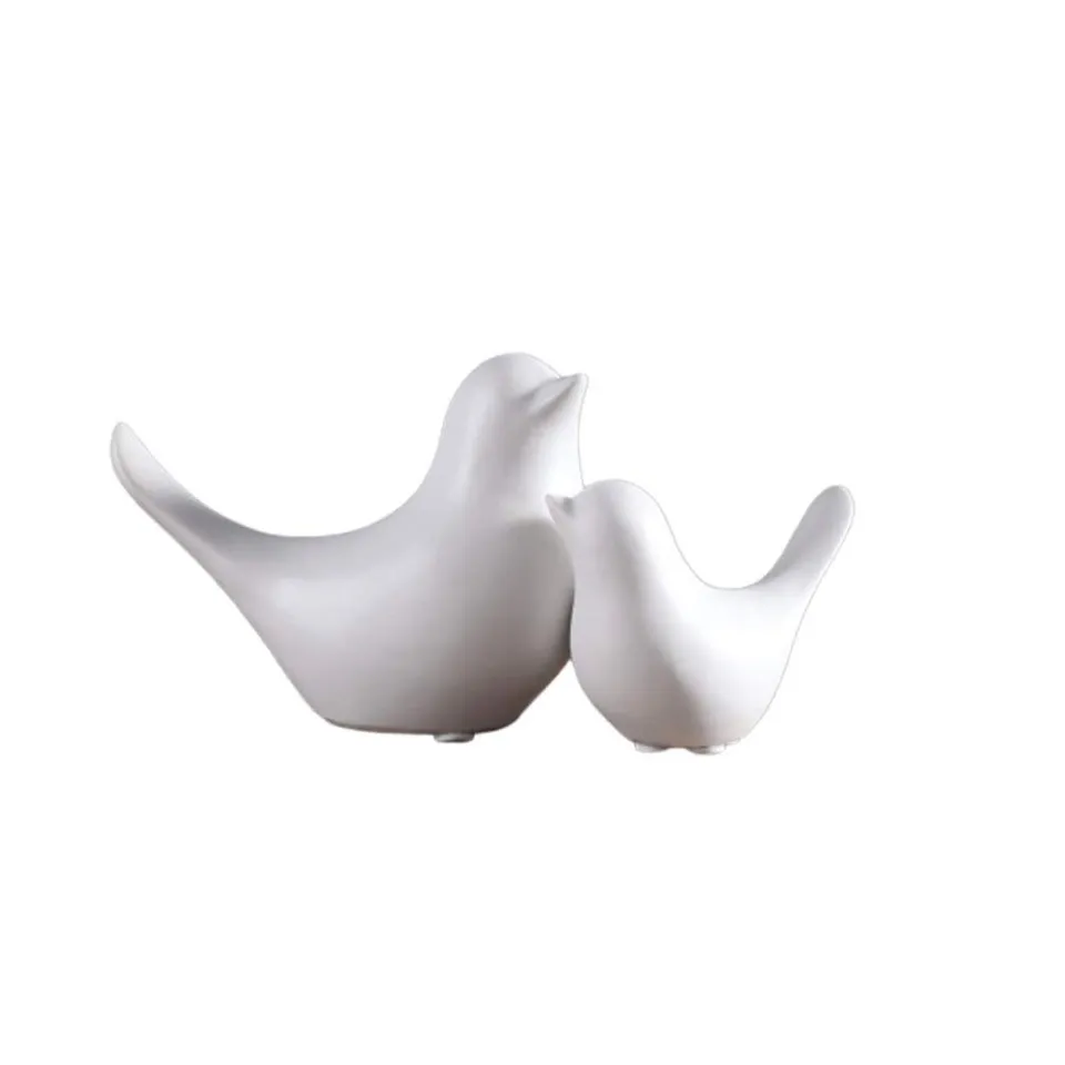 Winomo lot 2 oiseaux céramique blanche déco minimaliste