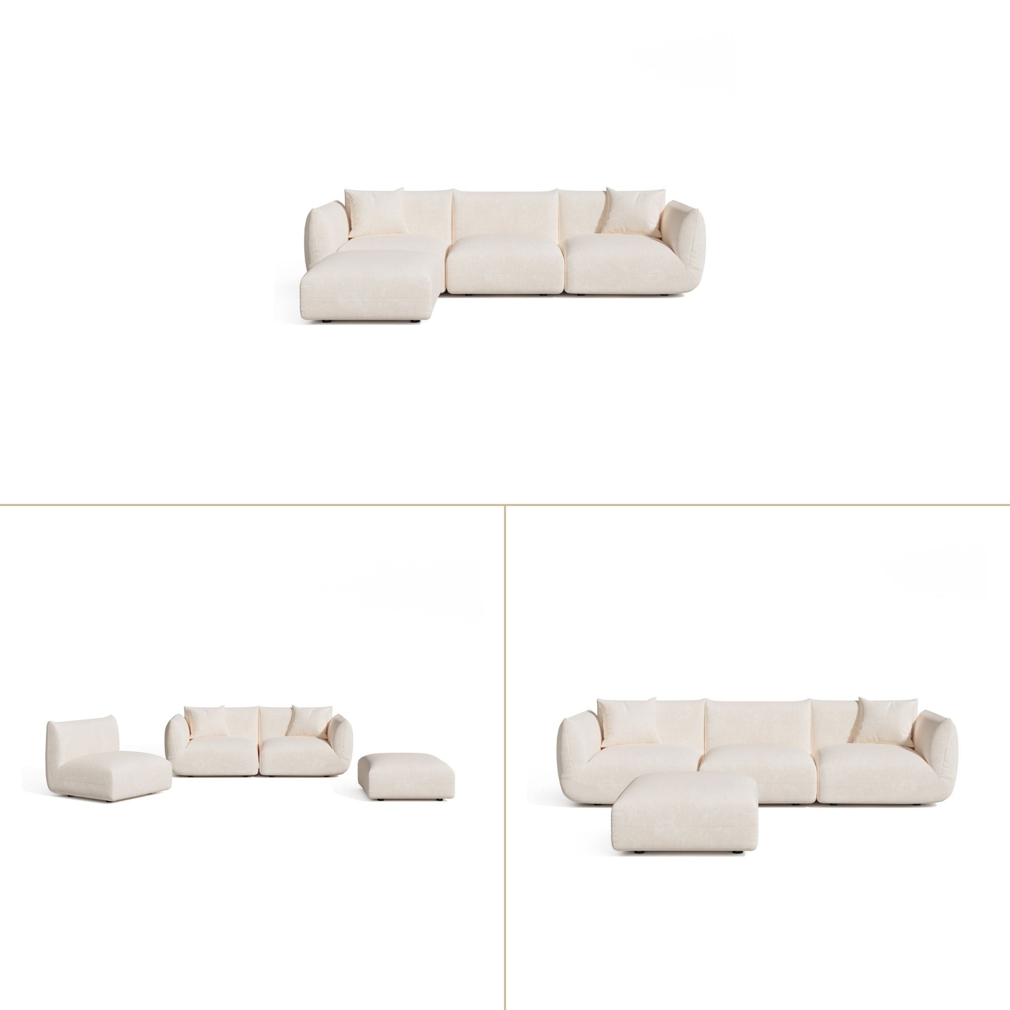 Sia Home Nooma canapé angle modulable 5-6 places salon