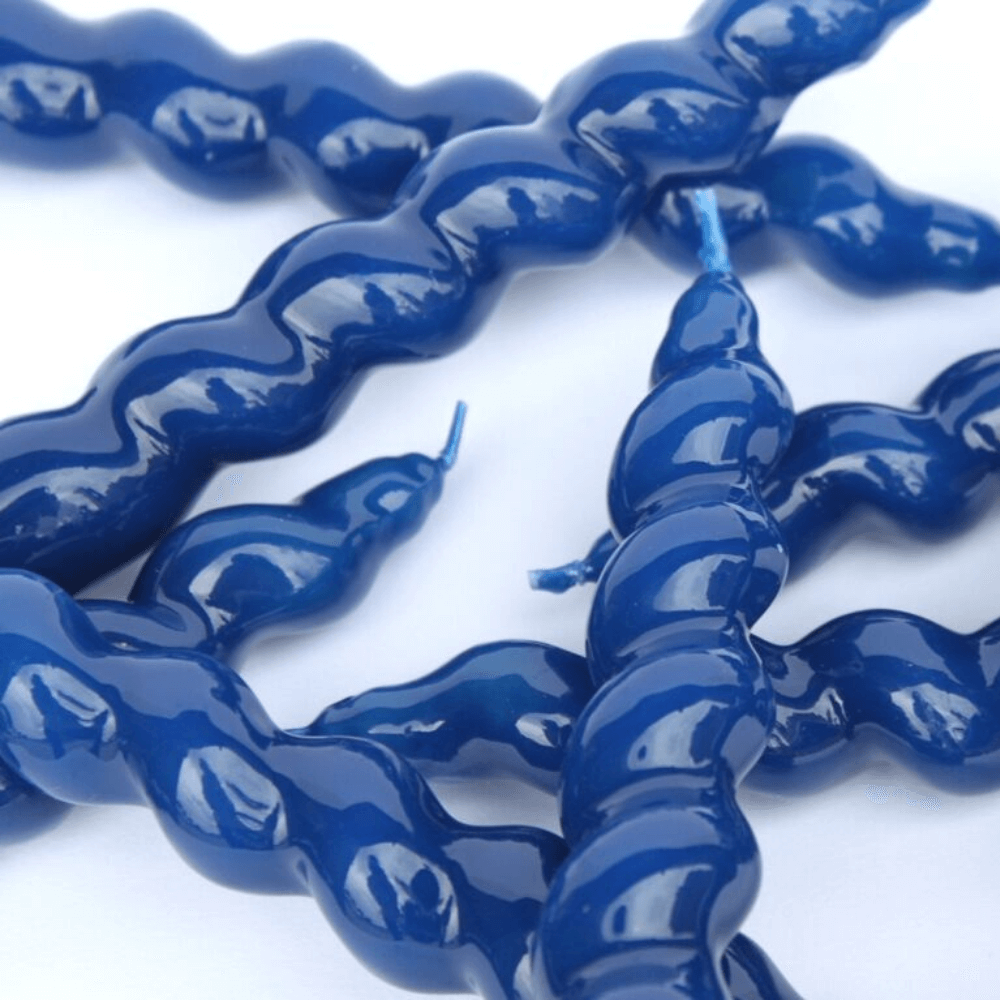 Flowrette Pack 3 bougies spirales bleues coniques déco