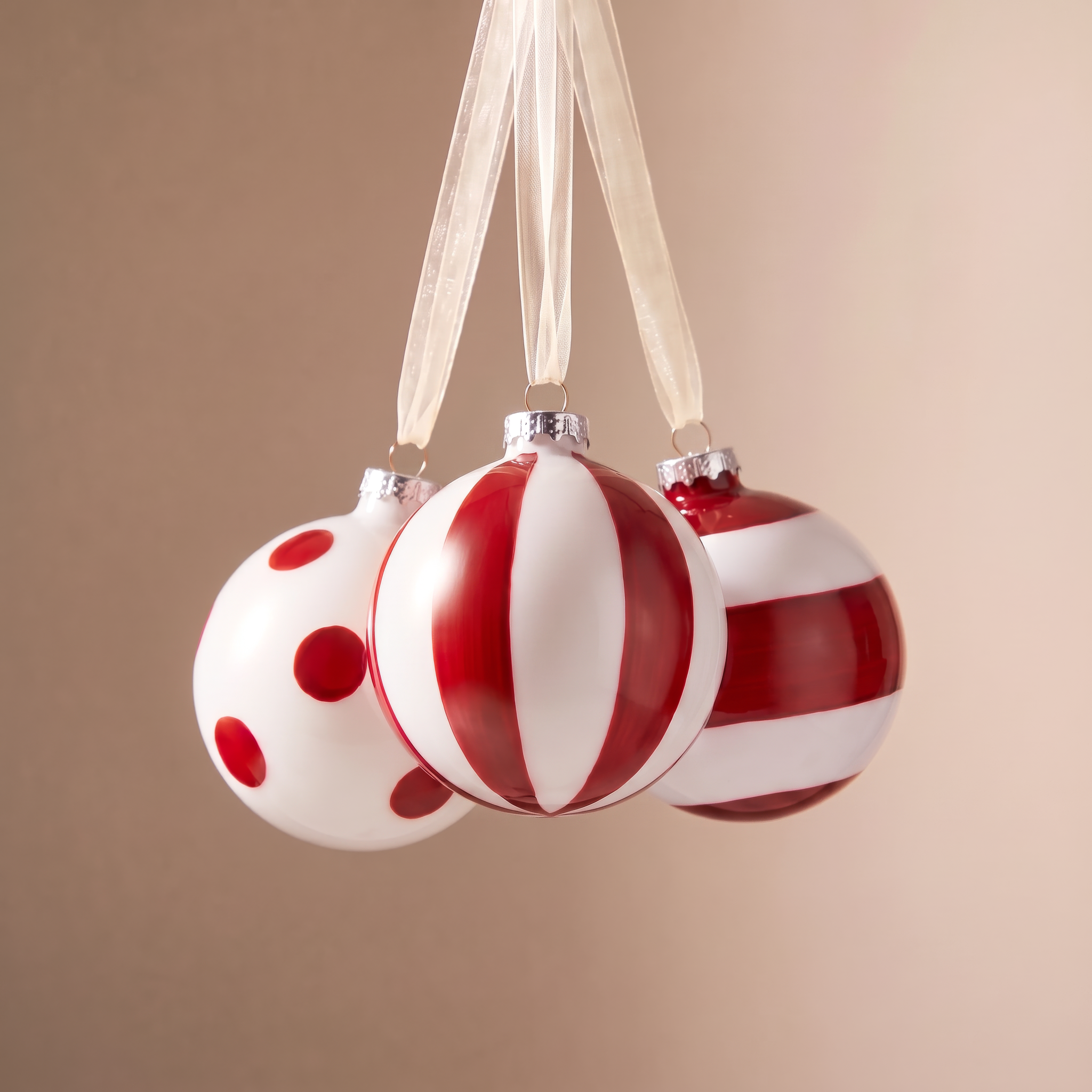 Sia Home Boules de Noël Graphiques verre rouge lot 3