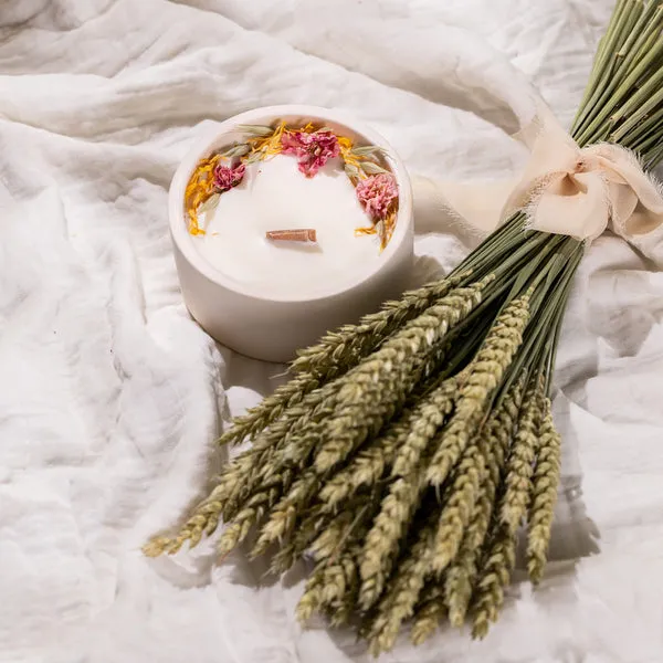 Flowrette Décoration Coffret noces froment blé bougie soja