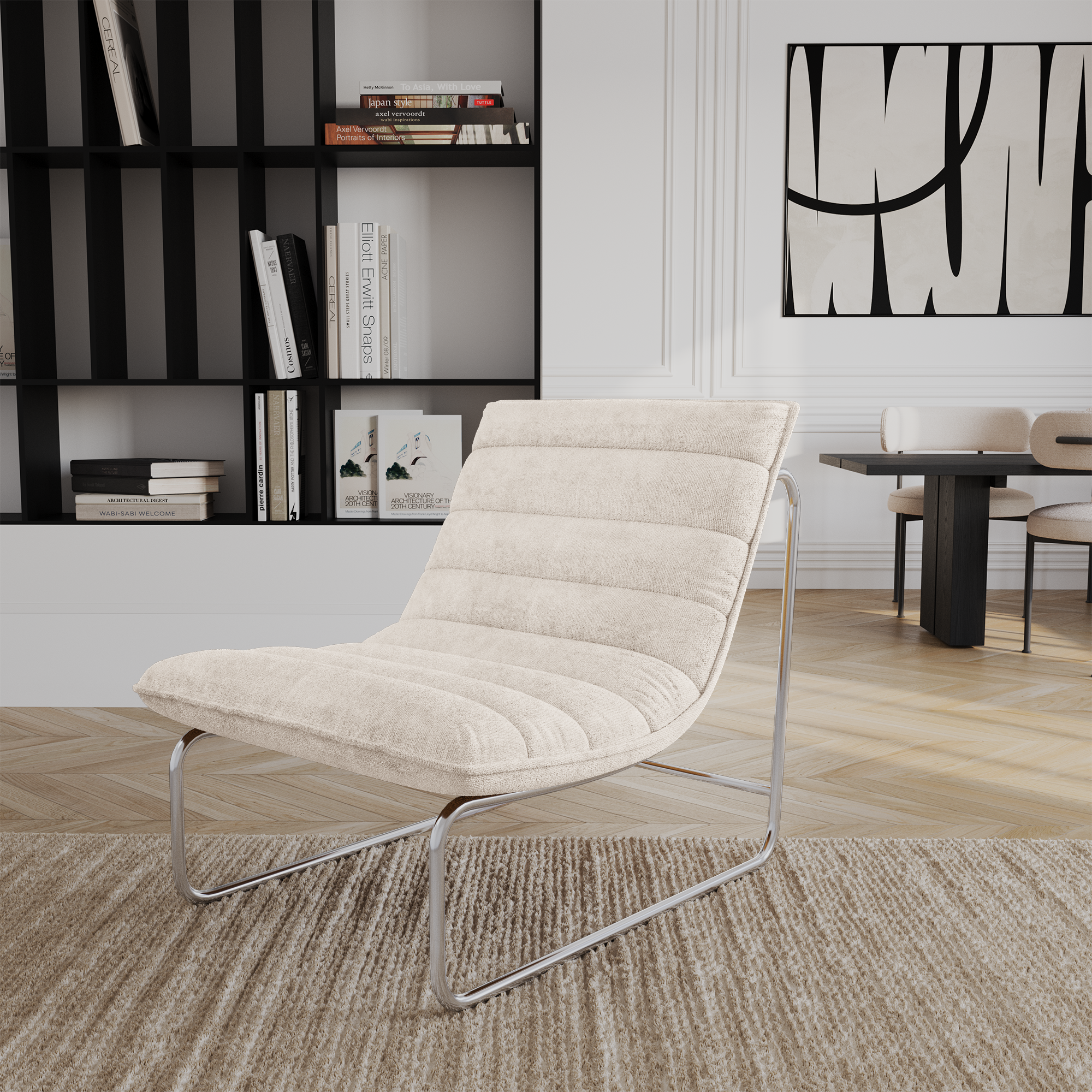 Sia Home Vinty fauteuil écru matelassé vintage salon