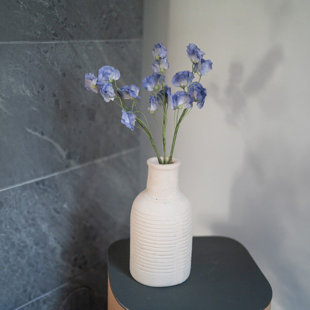 Flowrette pois de senteur bleu fleur papier artisanale tige