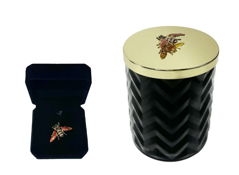 Côte Noire Herringbone HCG02 bougie parfumée noire et or 600g