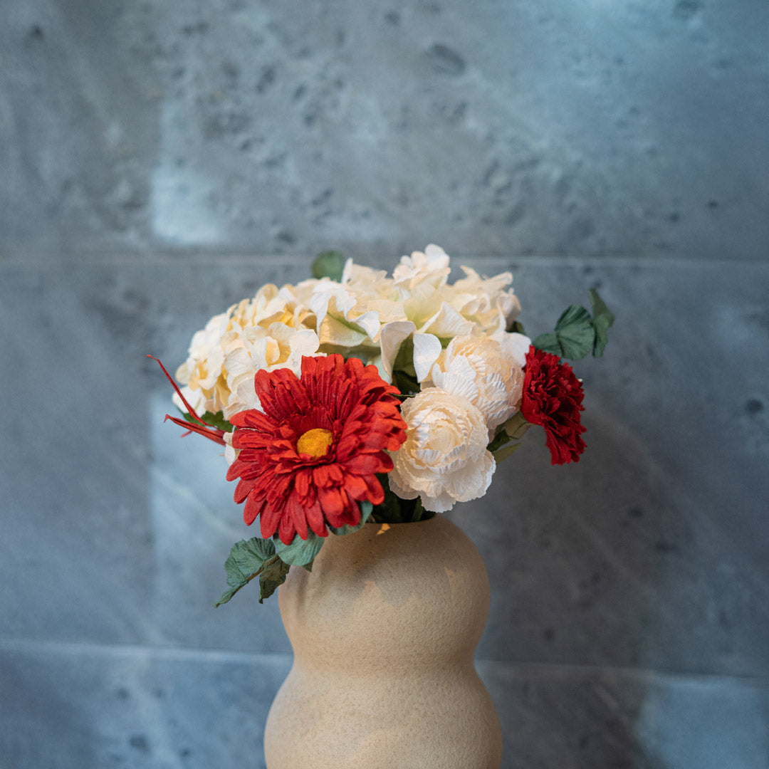Flowrette Fleurs en papier Bouquet Pollock rouge blanc