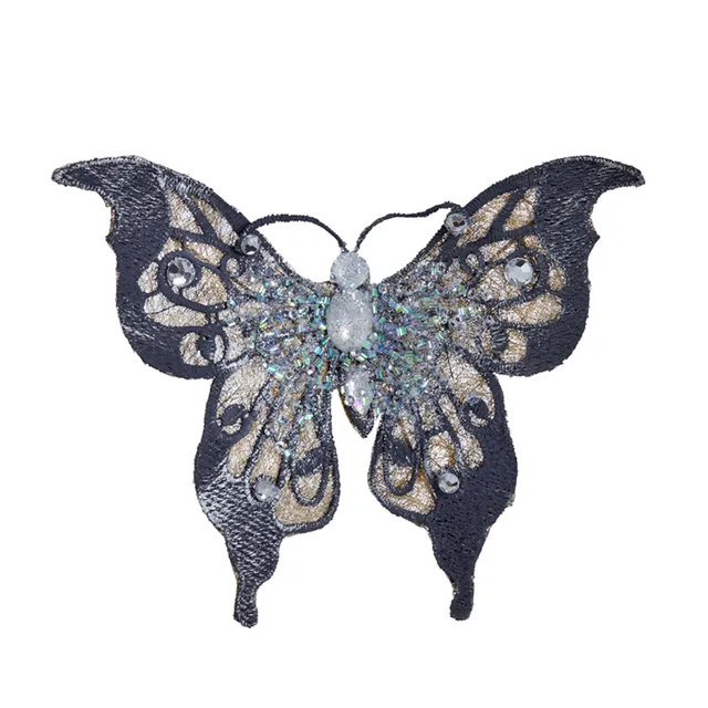 Sia Home Boules et suspensions Clip Papillon 13 cm déco sapin noir