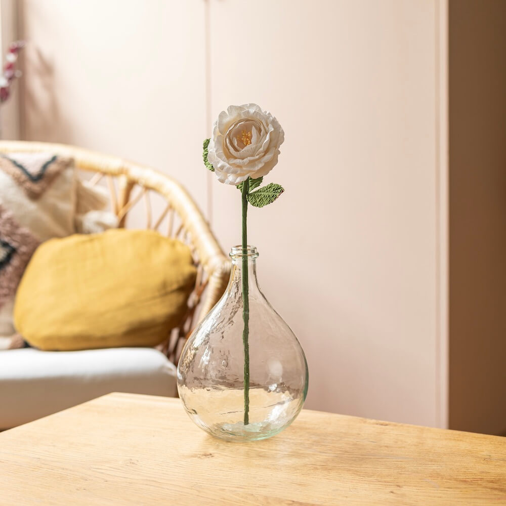 Flowrette Rose anglaise fleur papier blanche x1 durable