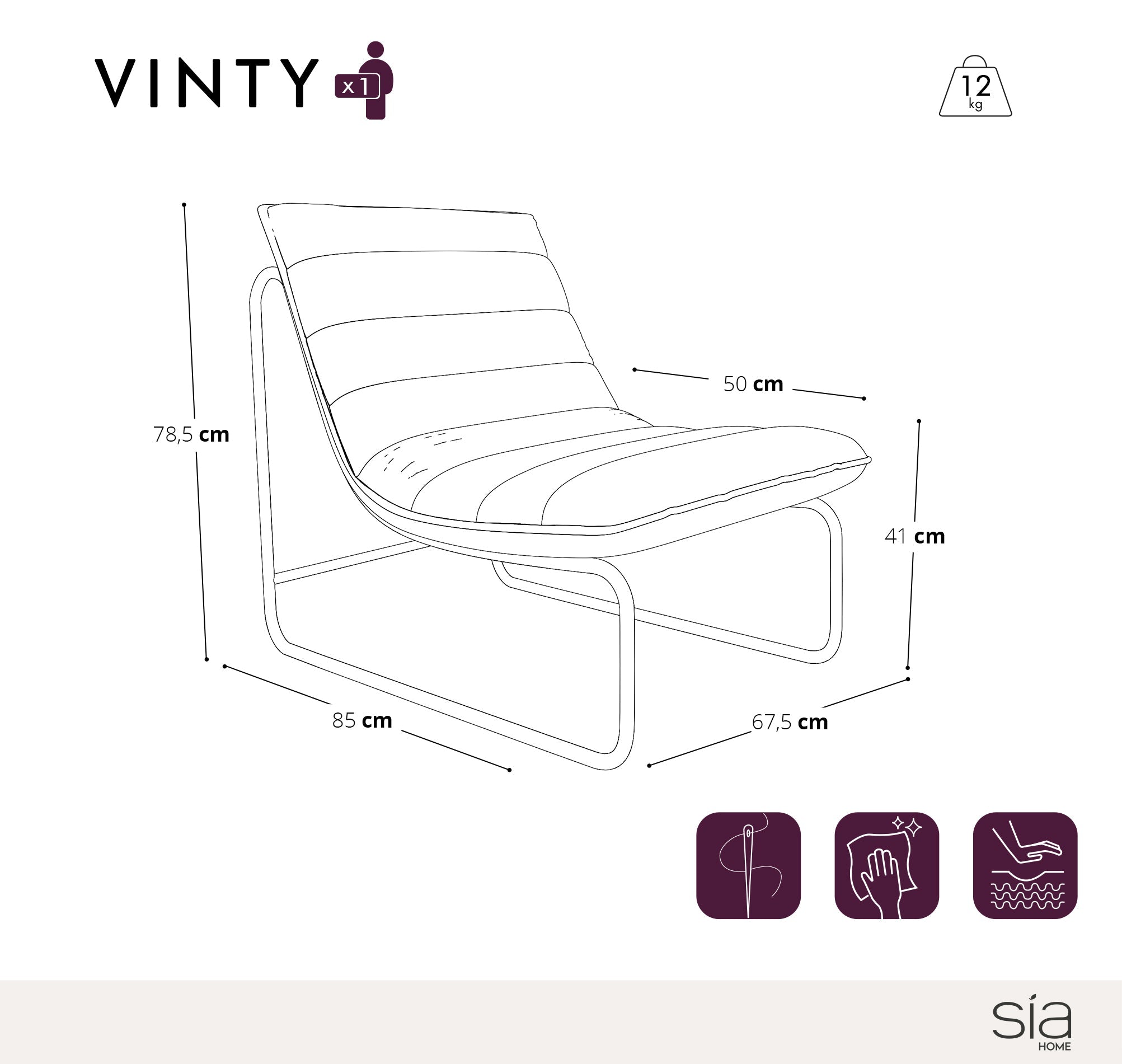 Sia Home Vinty fauteuil écru matelassé vintage salon