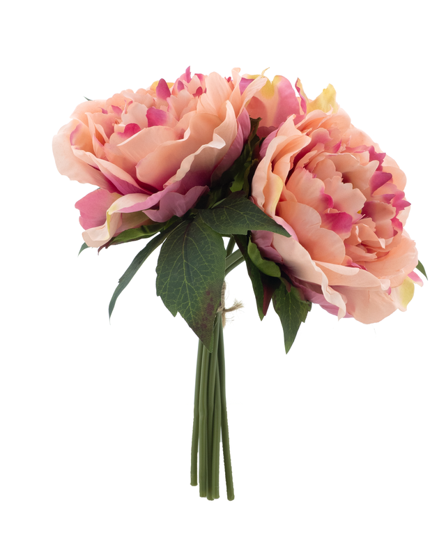Feuillazur Rungis Bouquet pivoine artificielle rose clair 28cm