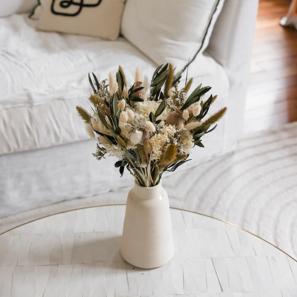 Flowrette Odin bouquet fleurs séchées vert taille M