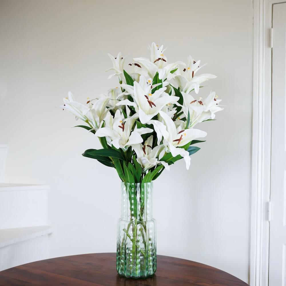 Flowrette Lys bouquet artificiel Real Touch blanc