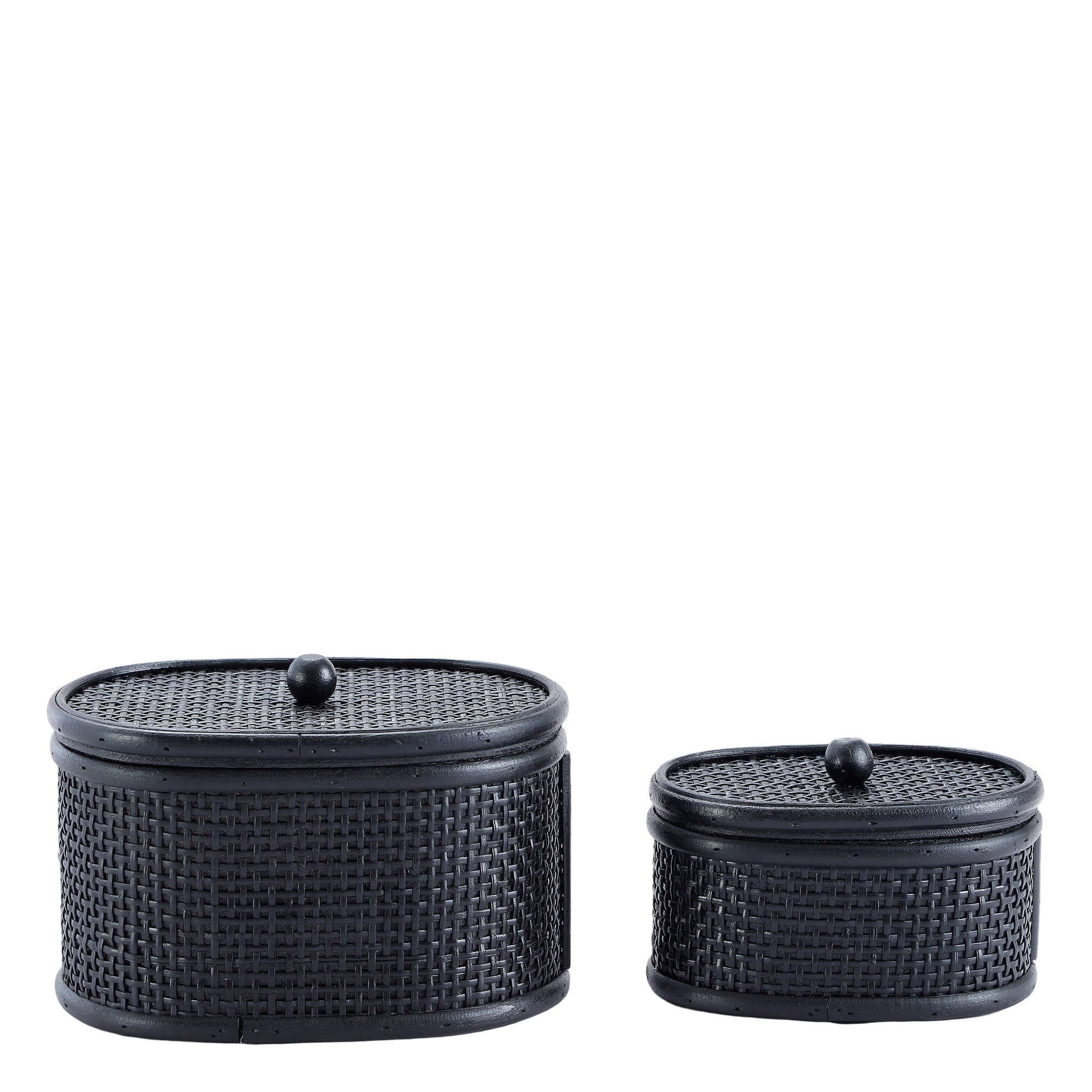 Sia Home Rangements Boîtes rotin Mila noires lot 2