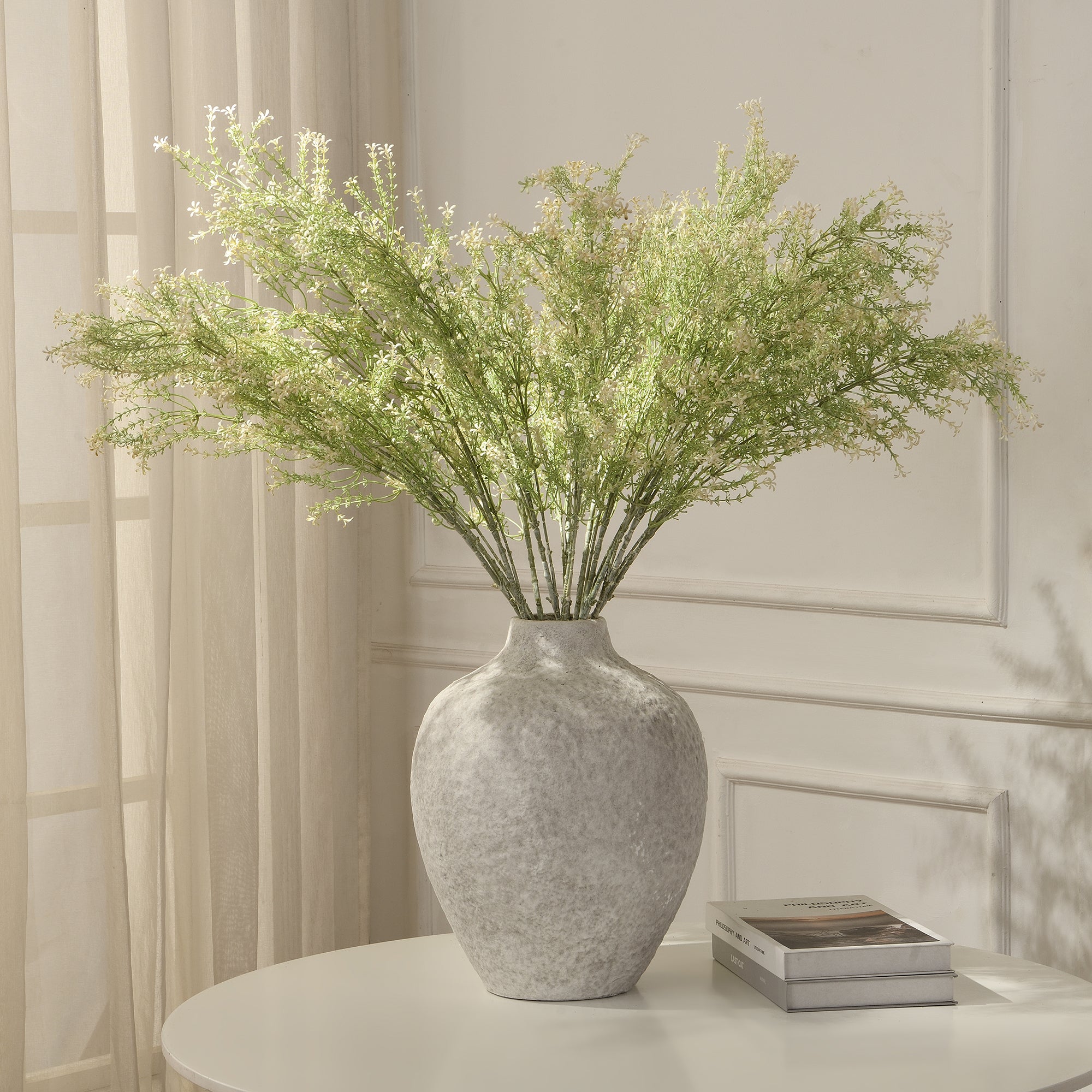 Sia Home Feuillages artificiels 92 cm tige fleurie blanc