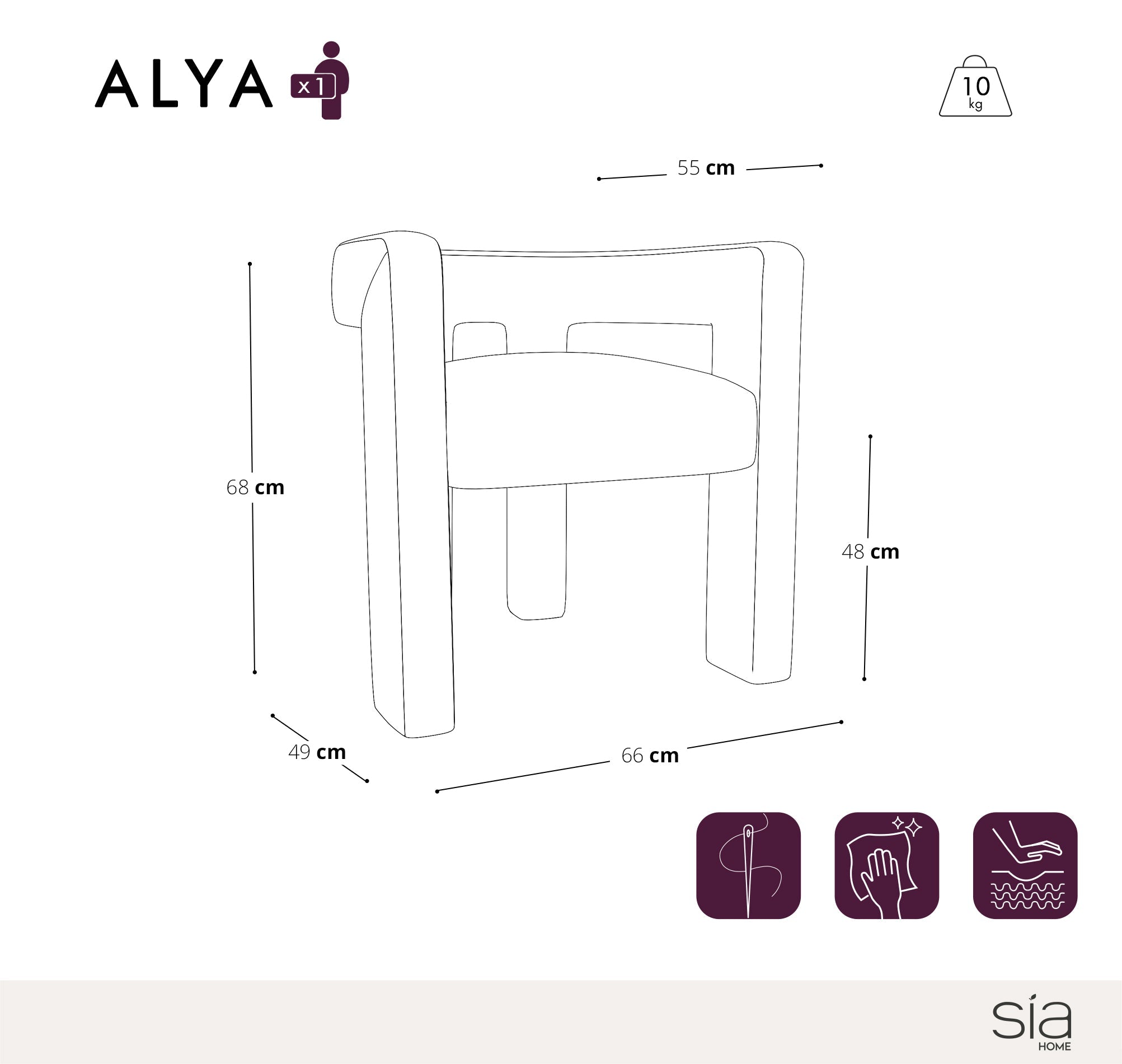 Sia Home Alya fauteuil salon taupe confort enveloppant
