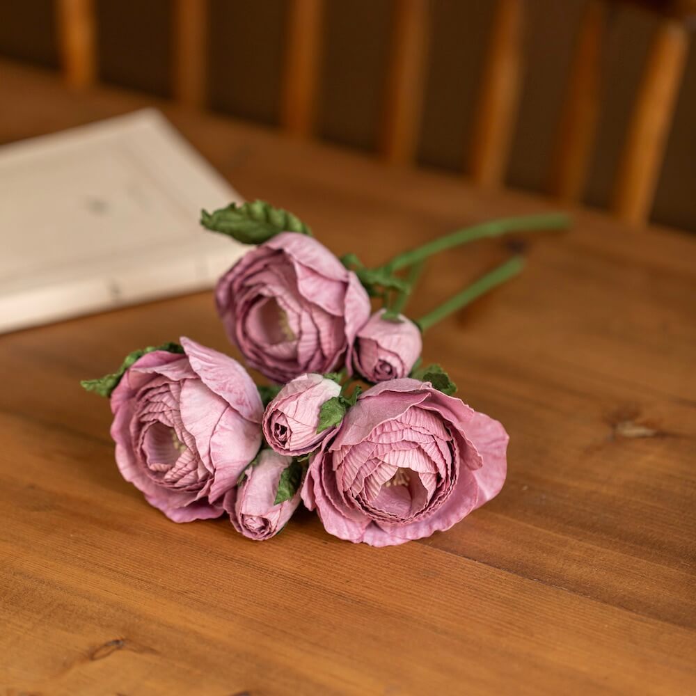 Flowrette Rose Queen mauve fleur papier tige x1
