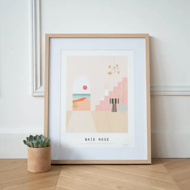 Flowrette Décoration affiche Baie Rose illustration fleurs