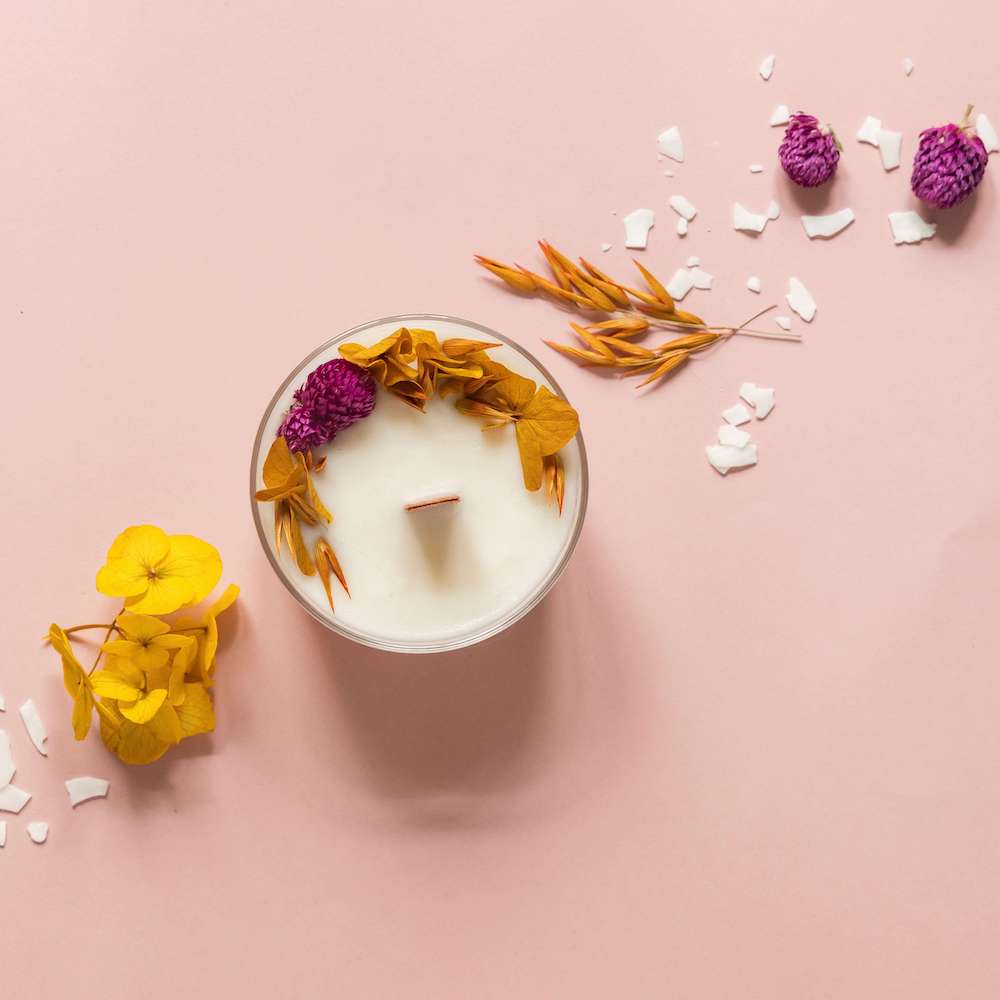 Flowrette Kit DIY bougie fleurie orange fleur de coton