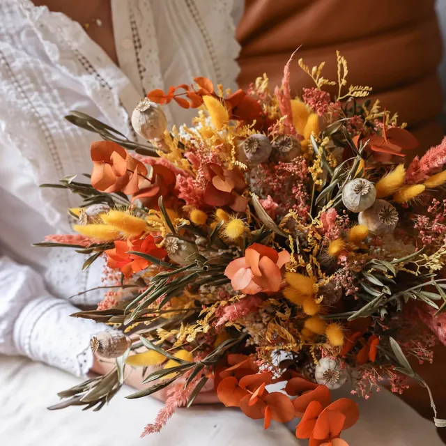 Flowrette Louis bouquet fleurs séchées S orange