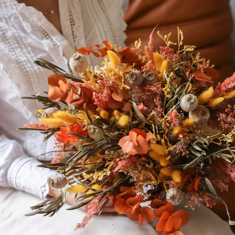 Flowrette Louis bouquet fleurs séchées S orange