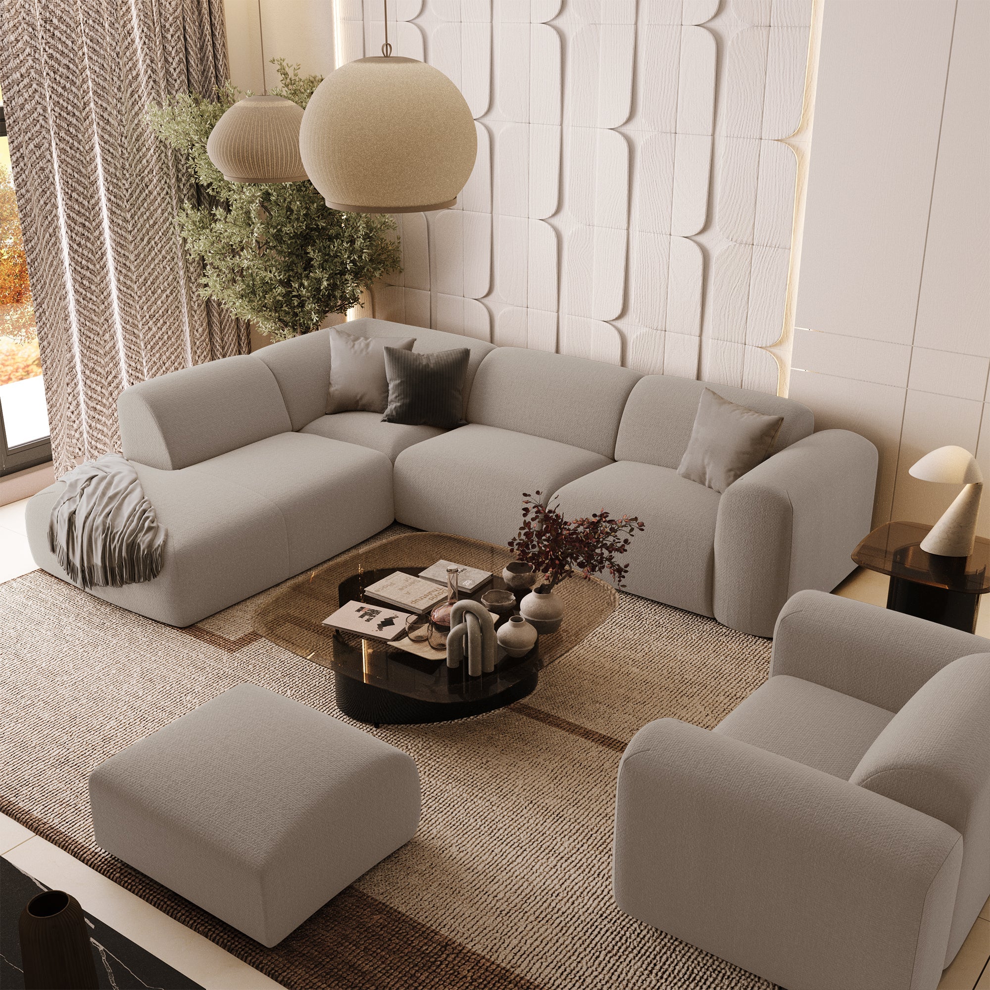 Sia Home Myra canapé grand angle gauche beige dossier