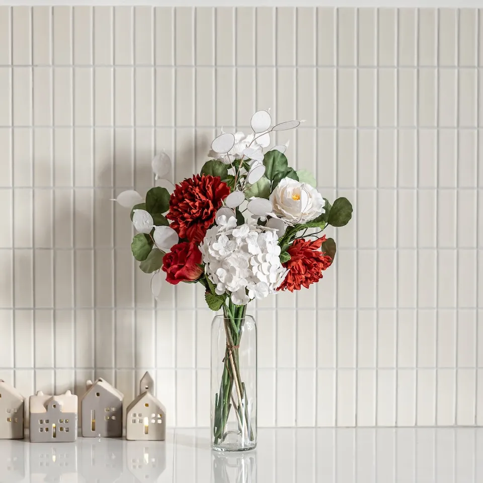 Flowrette Botticelli bouquet fleurs papier rouge blanc