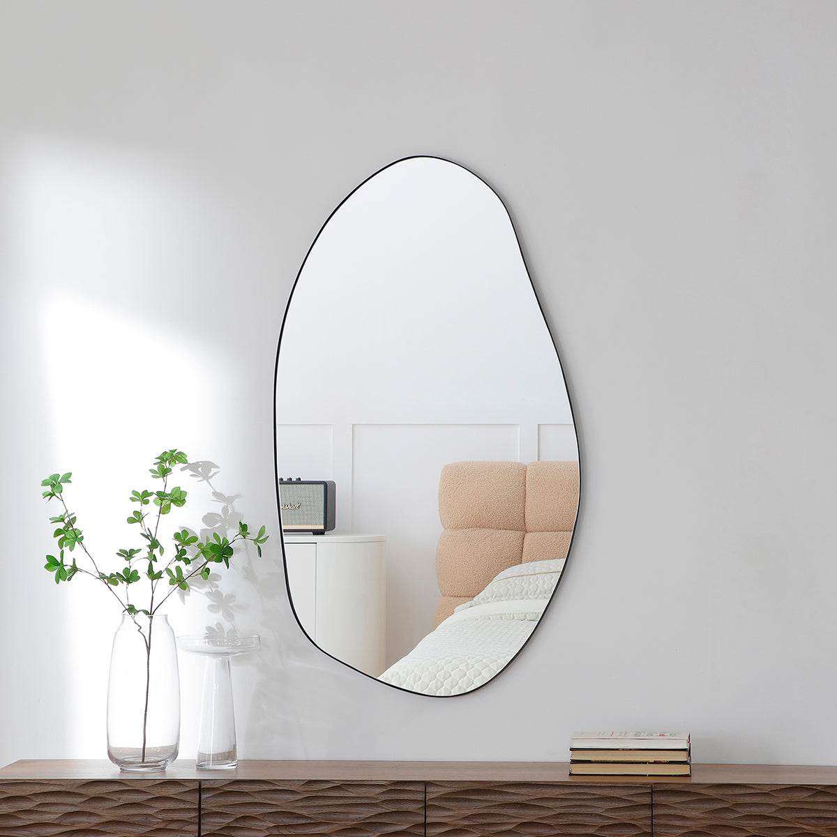 Sia Home Miroirs Organique 115 cm miroir noir mat