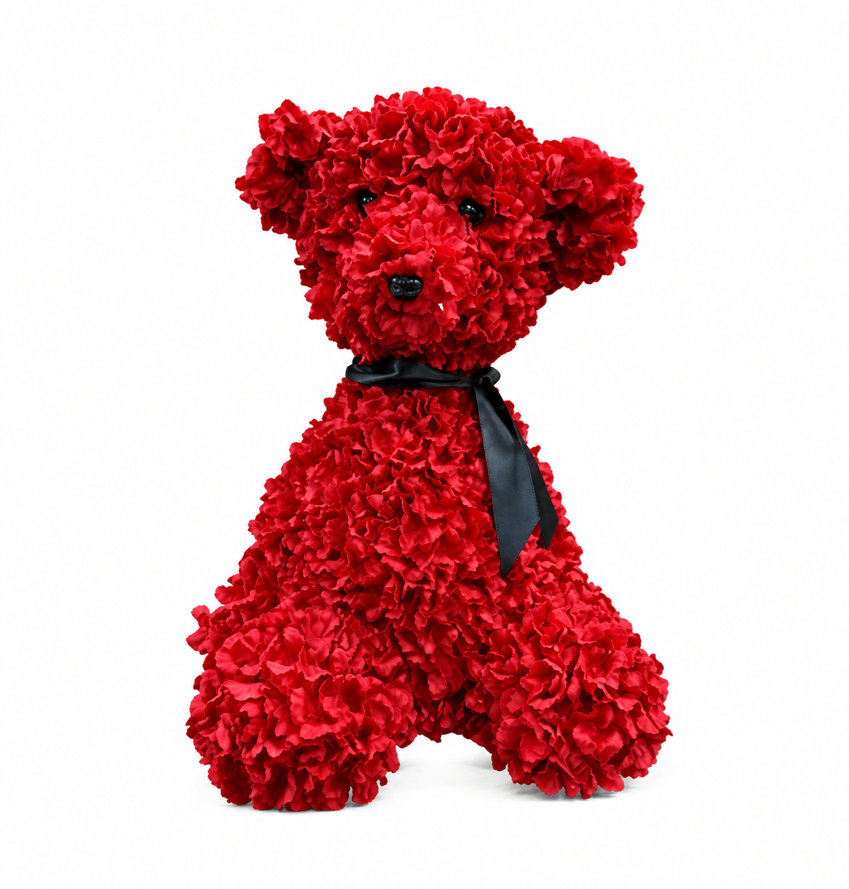 Feuillazur Rungis ours en fleurs rouge assis fleur artificielle