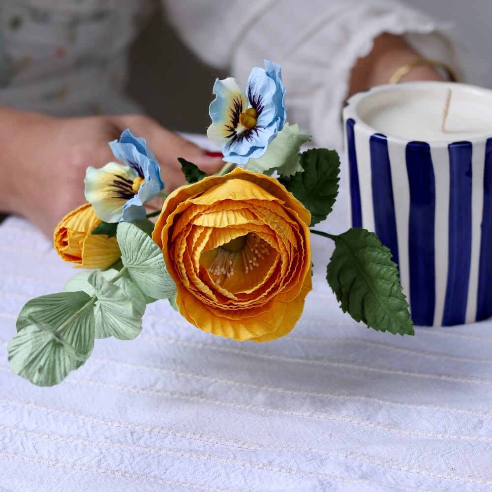 Flowrette Lueur Florale coffret fleurs papier bleu