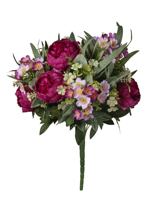 Feuillazur Rungis bouquet pivoine fleur saumon 55cm