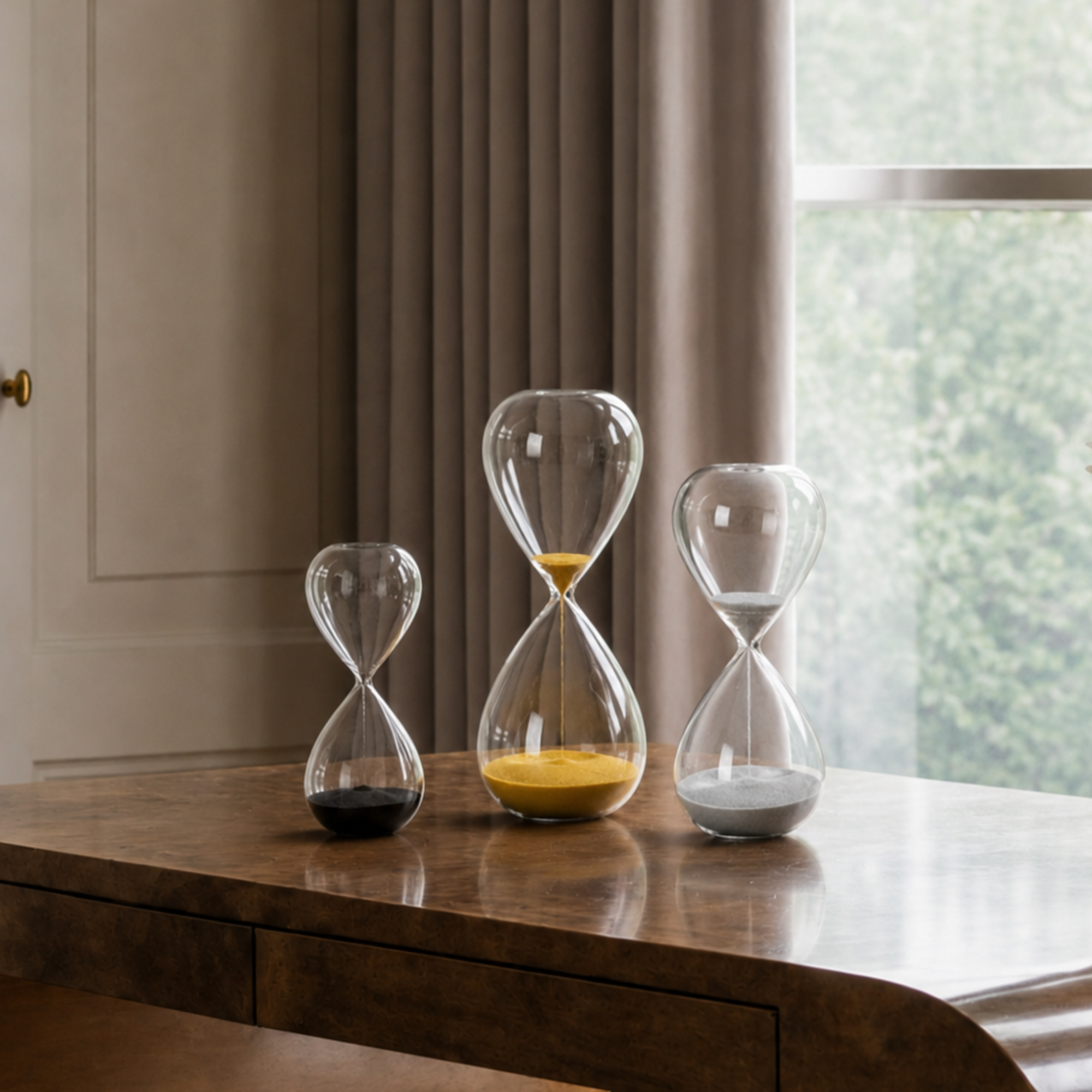 Sia Home Sablier décoratif noir 15 cm verre et sable quartz