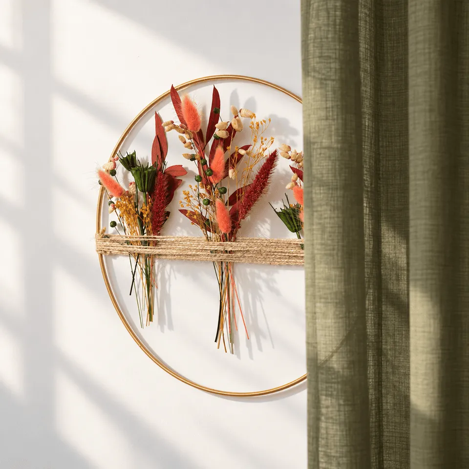 Flowrette Verlaine couronne murale fleurs séchées automne 30 cm