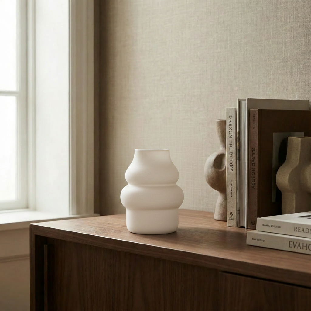 Sia Home Chrysalide vase verre blanc 21 cm