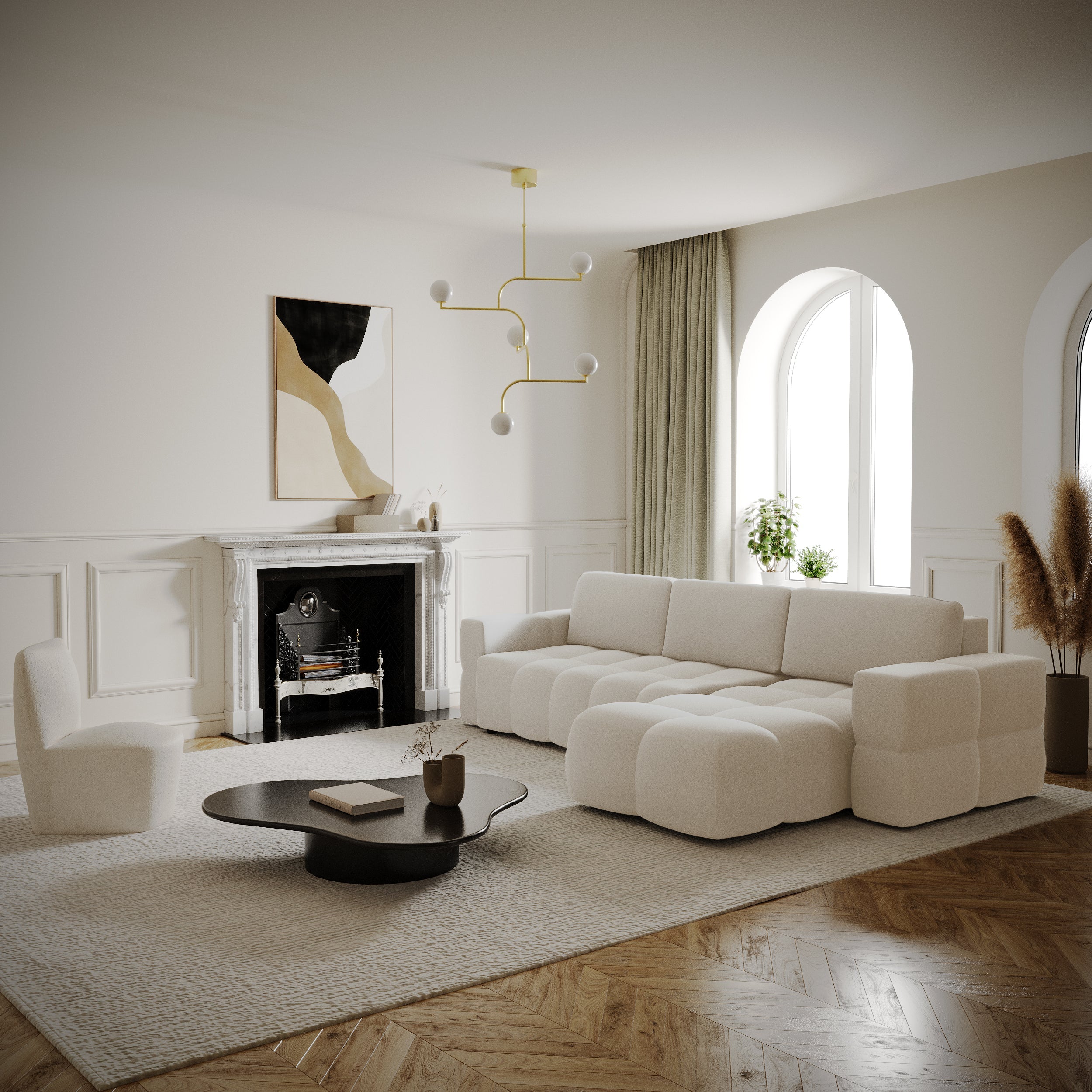 Sia Home Gabriel Canapé Convertible Angle Gauche Crème