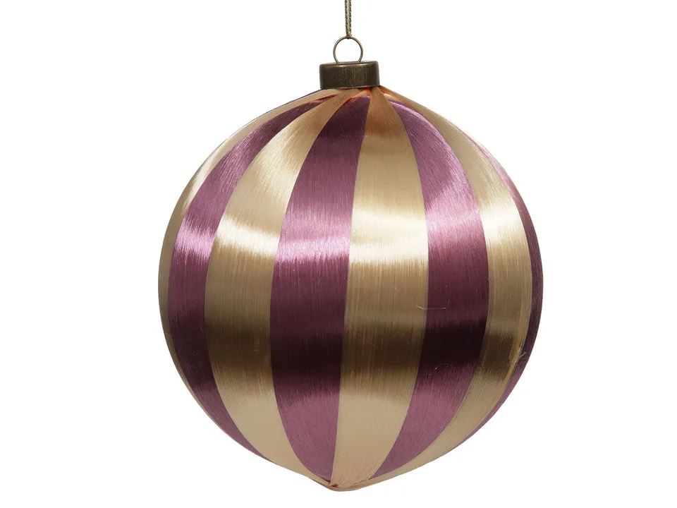 Feuillazur Rungis Boule satin violet beige ornement 8cm