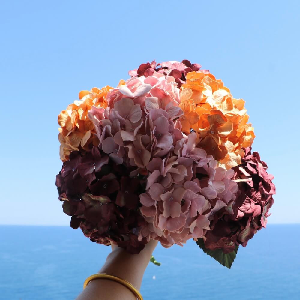 Flowrette Hortensia d'automne bouquet papier mauve