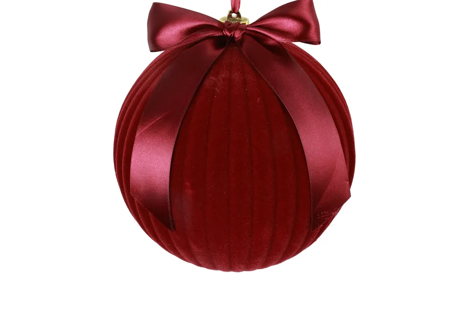 Feuillazur Rungis Boule floqué ornement bordeaux Ø15 cm
