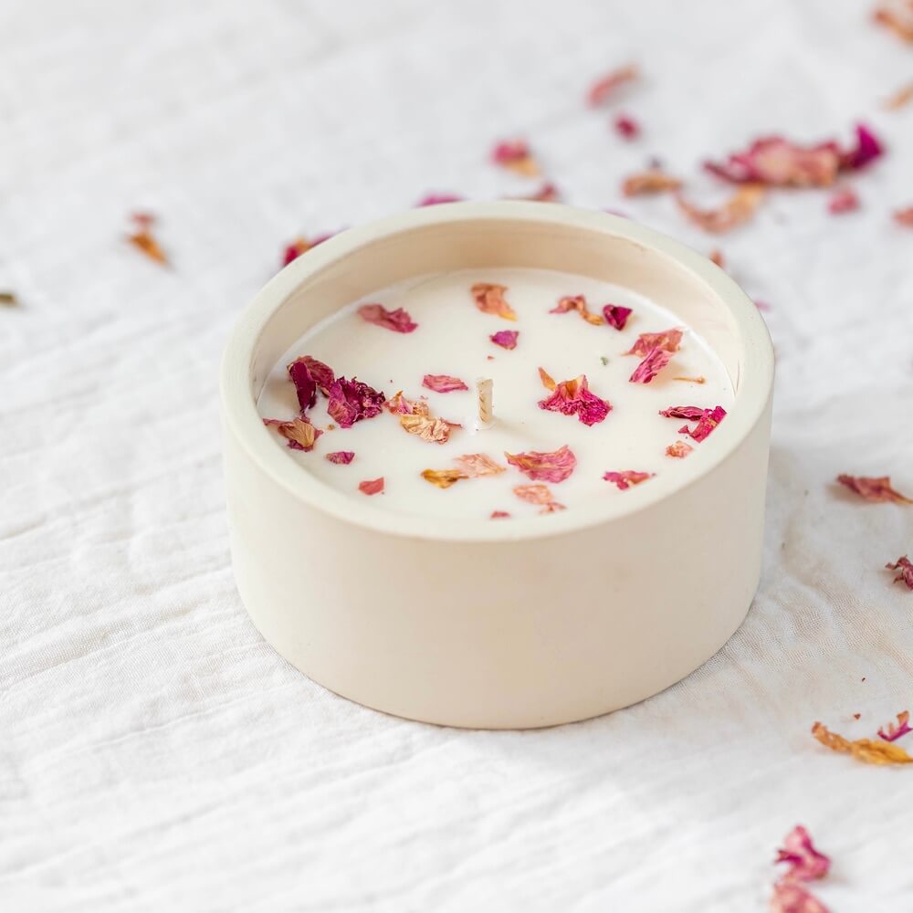 Flowrette bougie Saint-Valentin rose sauvage cire soja