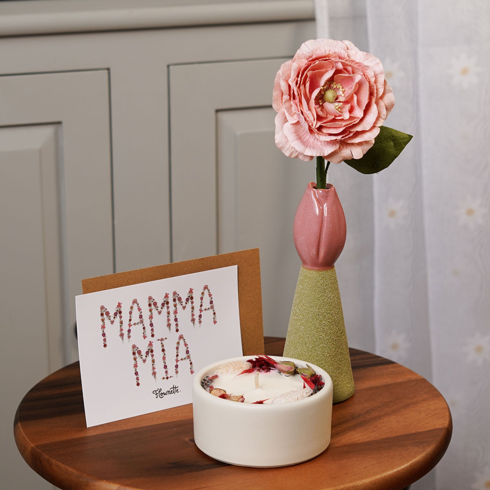 Flowrette Décoration coffret cadeau maman bougie soliflore