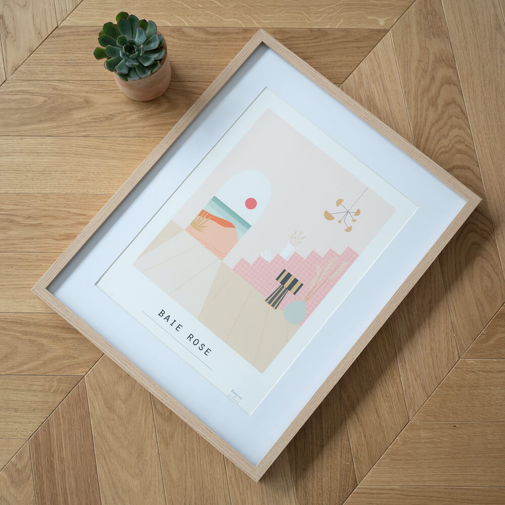 Flowrette Décoration affiche Baie Rose illustration fleurs