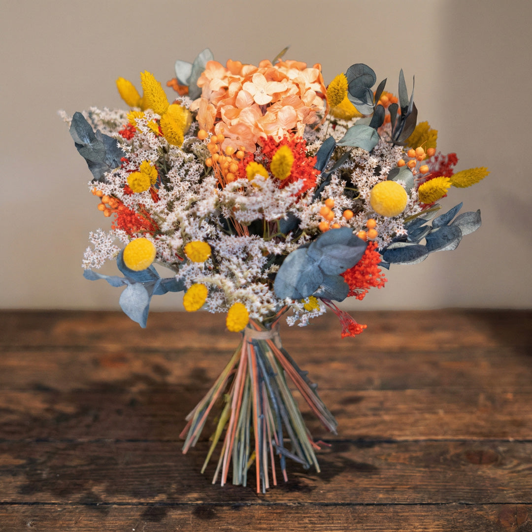 Flowrette Prévert bouquet fleurs séchées orange mixte