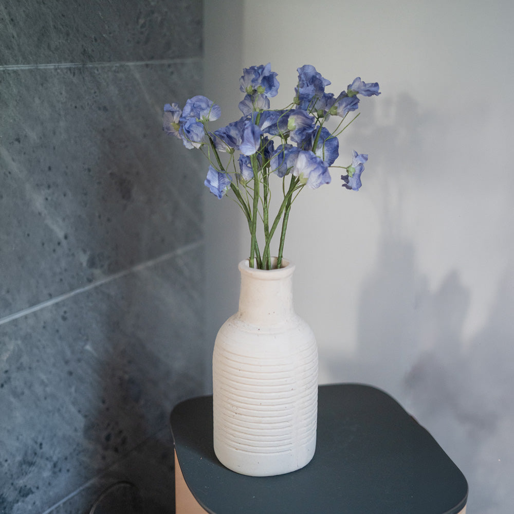 Flowrette pois de senteur bleu fleur papier artisanale tige
