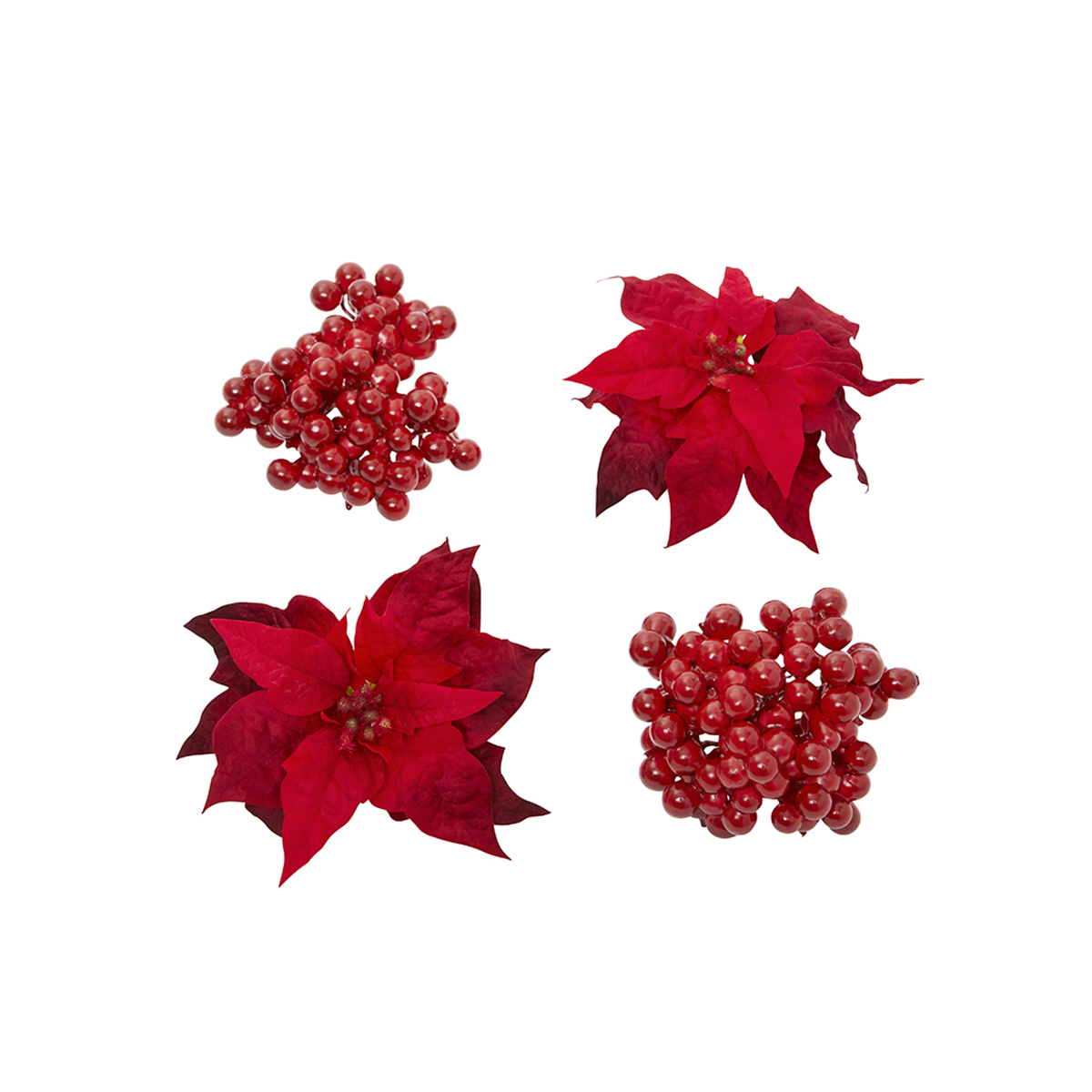 Sia Home Baies Poinsettias set 4 ornement Noël clip