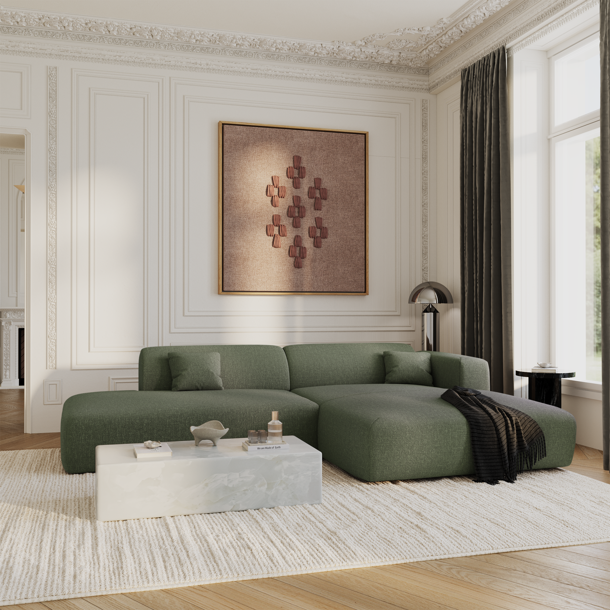 Sia Home Myra Canapé d’angle droit 5 places beige