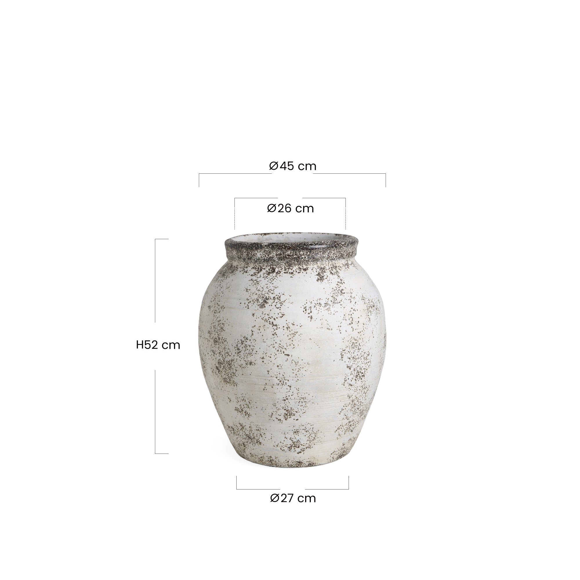 Sia Home Antica col droit cache-pot crème 52 cm fibre ciment