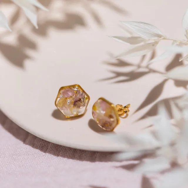 Flowrette Scarlette petites boucles d'oreilles fleurs séchées