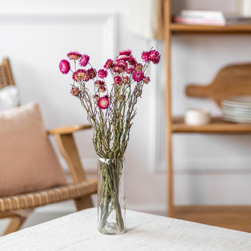 Flowrette Helichrysum rose botte fleurs séchées x1 immortelle